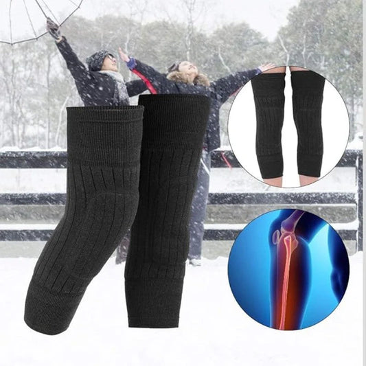 2 PCS Non-Slip Cashmere Wool Knee Pads Leg Warmer with Strap Adjustable for Men & Women