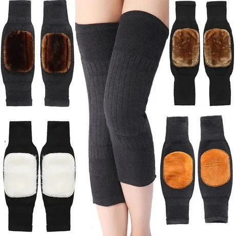 2 PCS Non-Slip Cashmere Wool Knee Pads Leg Warmer with Strap Adjustable for Men & Women